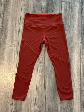 Athleta High Rise Laser Cut Leggings Rust Red Size M